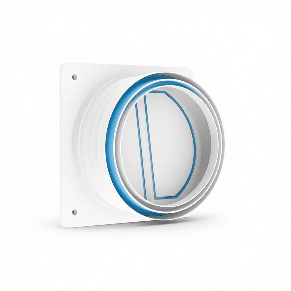 Round Duct Check Valve One Way Damper For Kitchen Range Hood Smoke Tube Prevent Odor Backflow ABS Ventilation Fitting