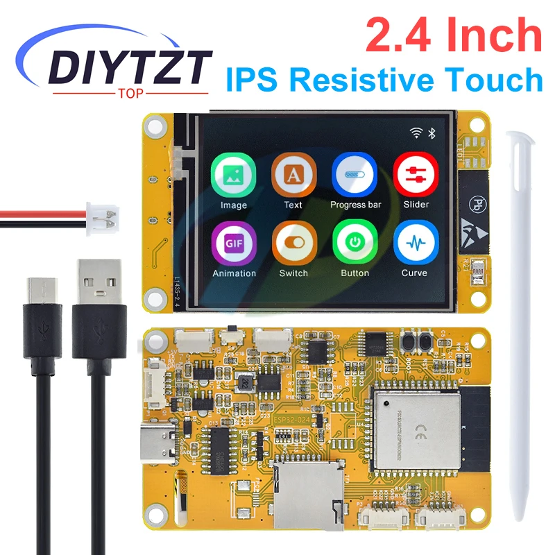 DIYTZT ESP32 LVGL WIFI&Bluetooth Development Board 2.4 inch LCD TFT Module 240*320 Smart Display Screen With Touch WROOM