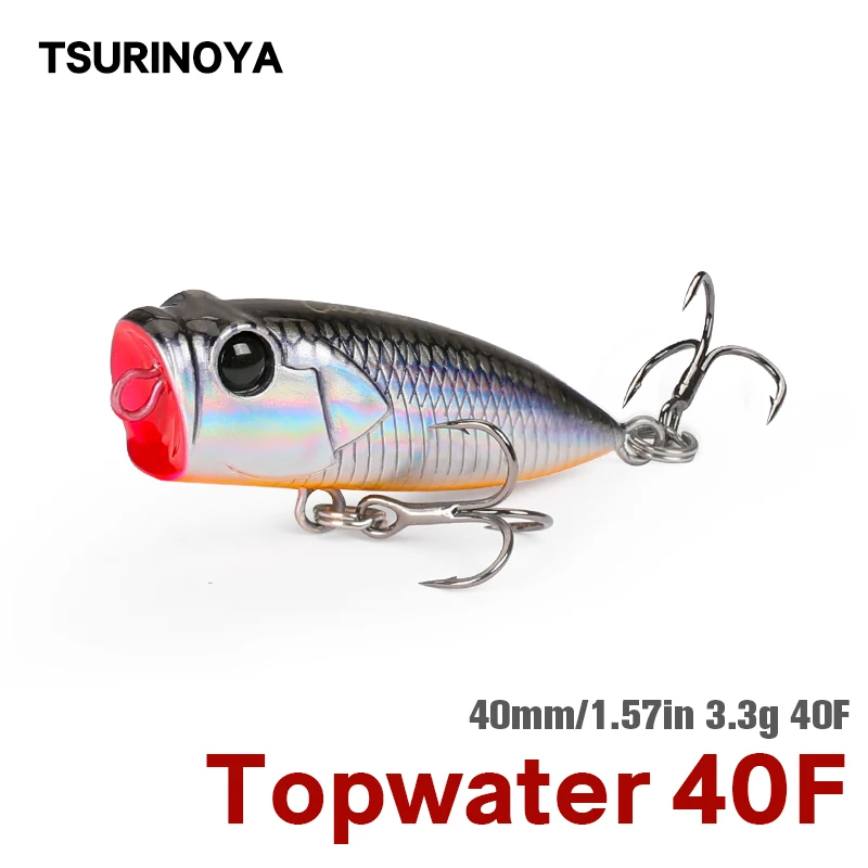 

TSURINOYA CATCHER 40F Popper Lure Fishing Hard Bait Top Water Poper Surface Floating Wobblers Artificial Bass Tackle 4cm 3.3g