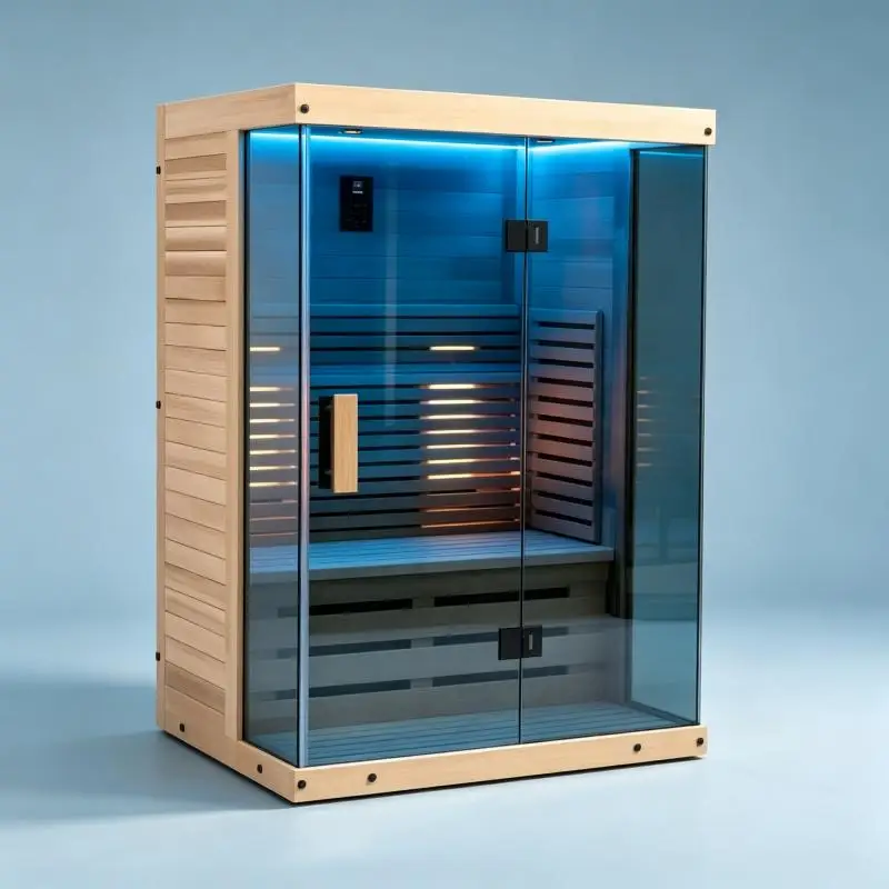 Outdoor Wooden Sauna Room Custom Built Finnish Steam Cabin Garden Hotel Resort Wellness