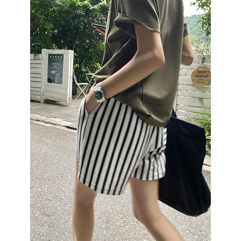 

Летние женские свободные брюки с широкими штанинами, высокой талией, из смесового хлопка и полиэстера, в полоску, повседневные, для работы и отдыха, коллекция 2024 года