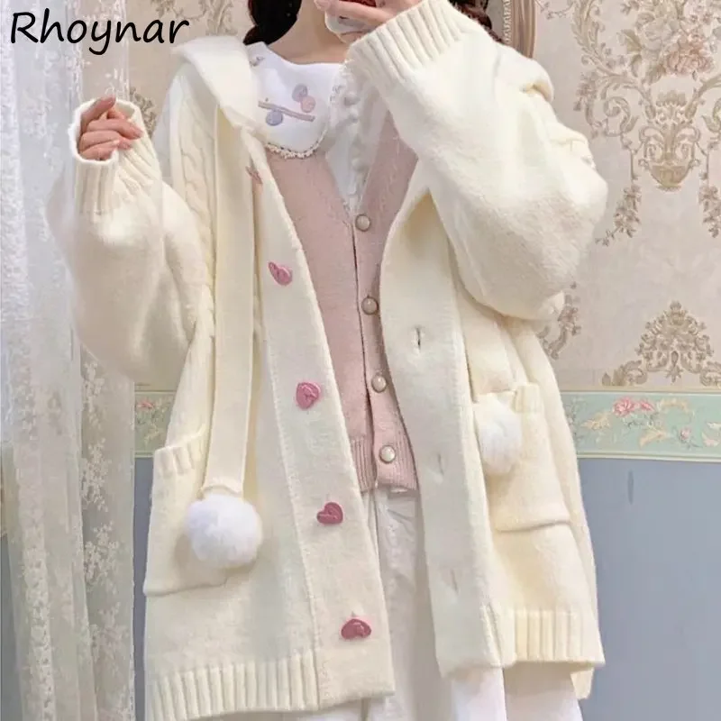 Sweaters Cardigan Women Baggy Preppy Girlish Sweet Kawaii Clothes Japanese Stylish High Street Gentle Designer Knitwear Autumn