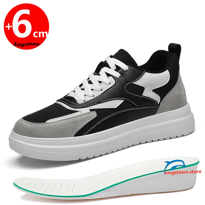 Zapatos con alzas para hombre con plantilla de aumento de altura de 6cm, zapatillas deportivas informales para ocio de moda de talla grande 37-44