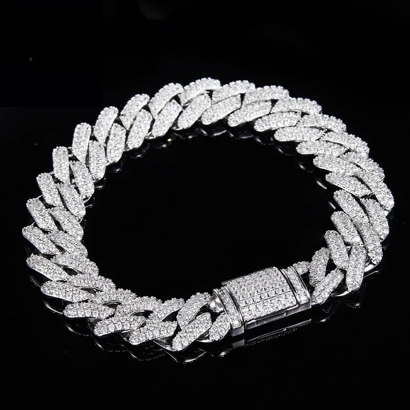QIBAOKU All Moissanite Cuban Hip Hop Bracelet for Men 6mm 8mm Full Diamond with GRA S925 Sterling Silver Teen Girls Chain 2026