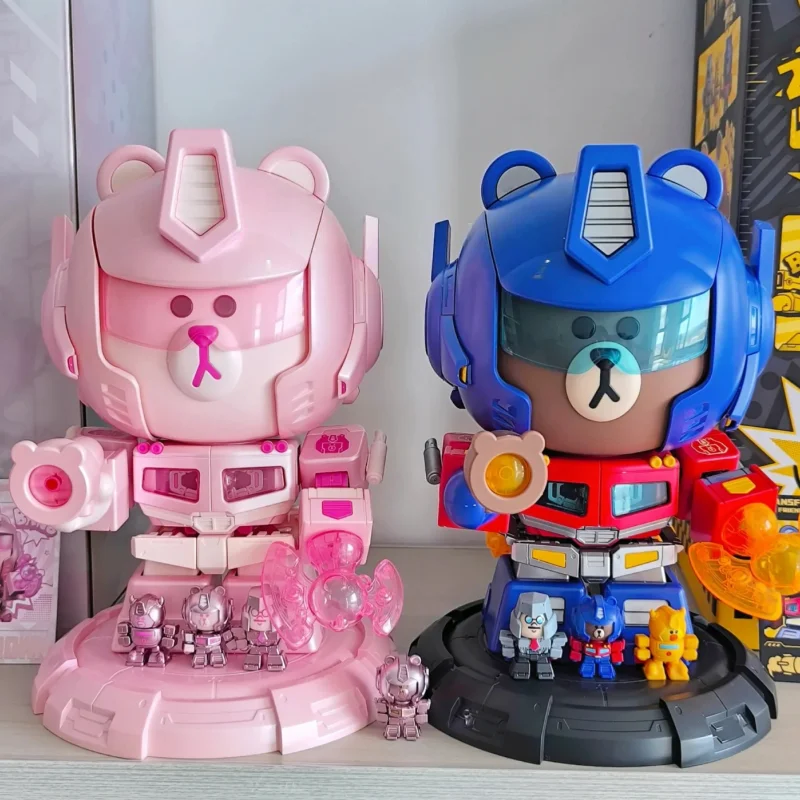 

New Blokees MEGA Optimus Prime x Brown Pink Co-branded Limited Edition Series Assembling Model Toys Desktop Decoration Figure