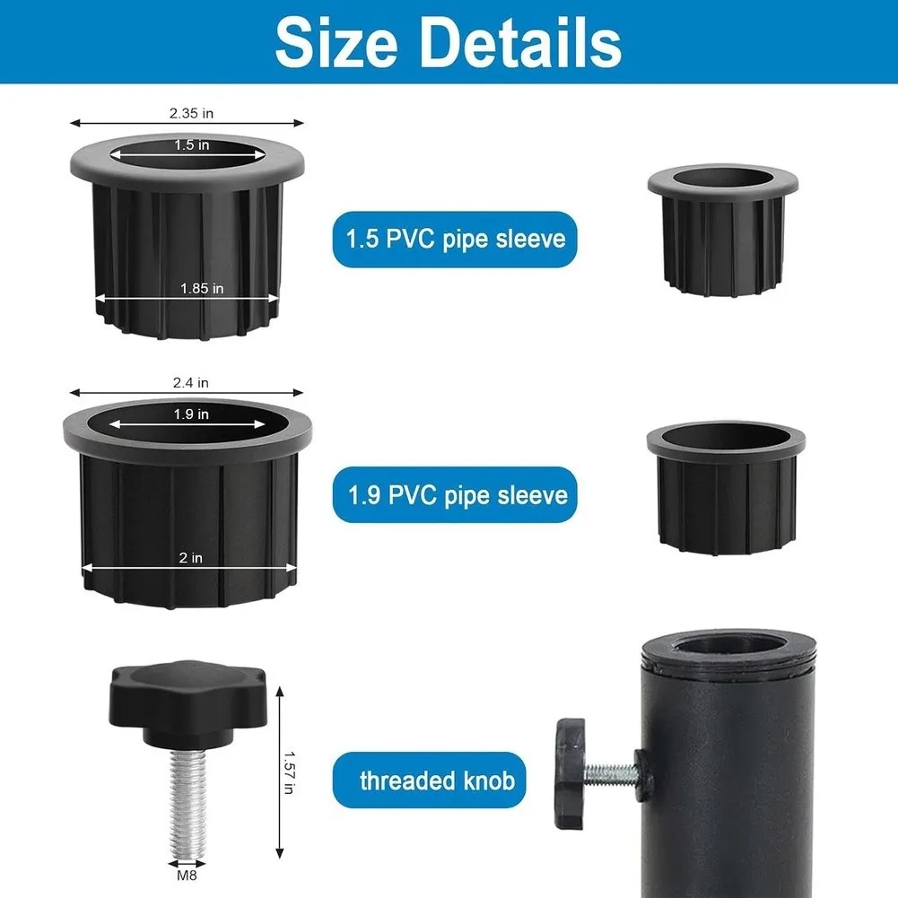 Umbrella Base Stand Hole Ring Cover Replacement Kit Includes 38mm Sleeve 48mm Sleeve Lifting Ear Screw for Stability