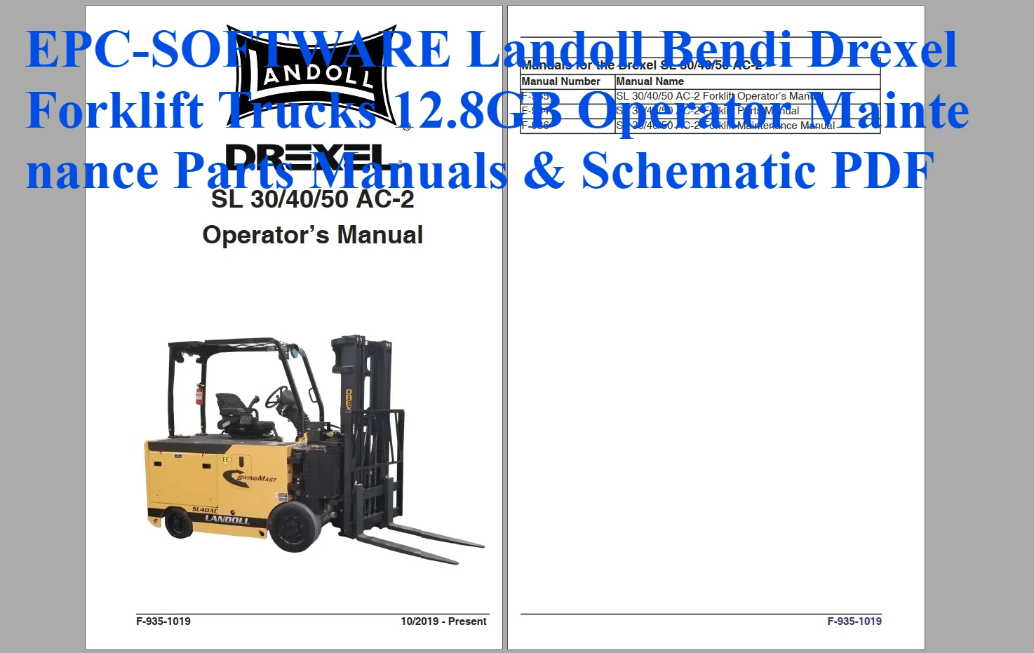 

EPC-OFTWARE Landoll Bendi Drexel Вилочные погрузчики 12,8 ГБ Детали для обслуживания оператора В руководства и схема PDF