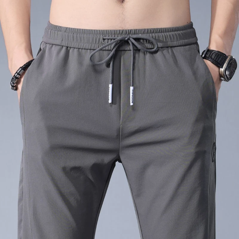 Verão fino resistente ao desgaste sujo canteiro de obras trabalho calças de seda gelo não-magnético sem ferro calças masculinas