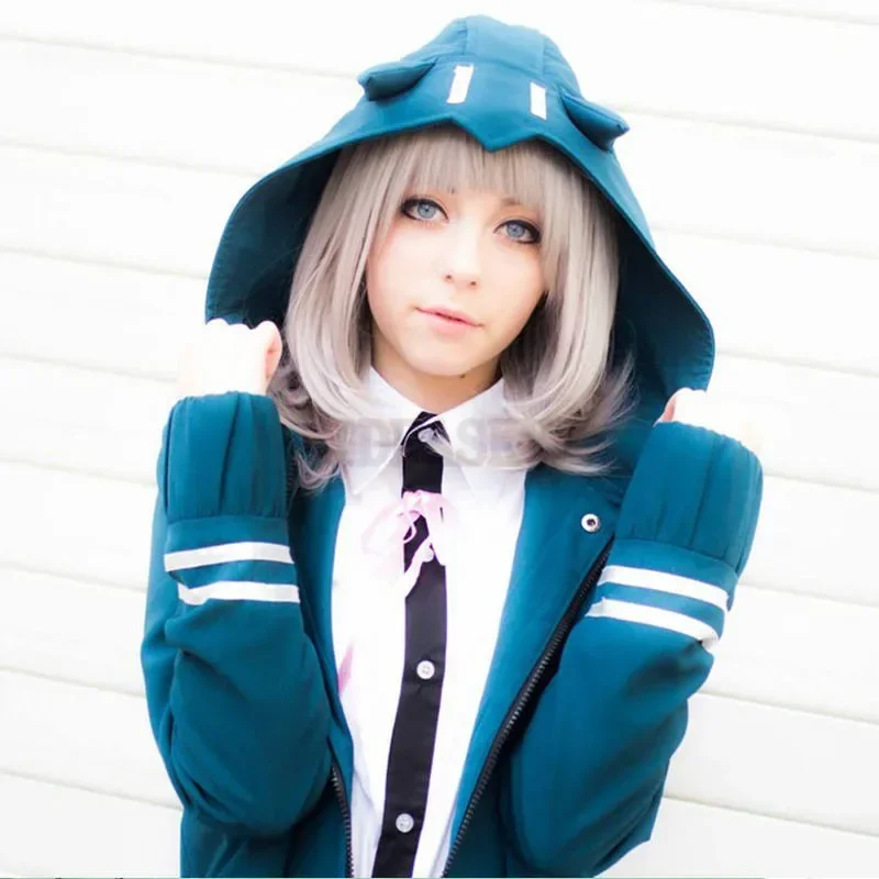 Chiaki nanami grampo de cabelo cosplay traje danganronpa 2 uniforme escolar saco mochila jaqueta sapatos roupa halloween para mulher menina m