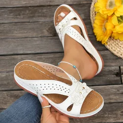 Summer Women's Slippers Platform Sandals Beach Hollow Out Shoes for Women 2025 Lightweight Wedge Flip Flops Sandales Femmes été