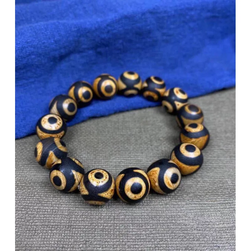 Three-Eyed Tooth Yellow Dzi Bead Agate Bracelet Fashion Versatile Style