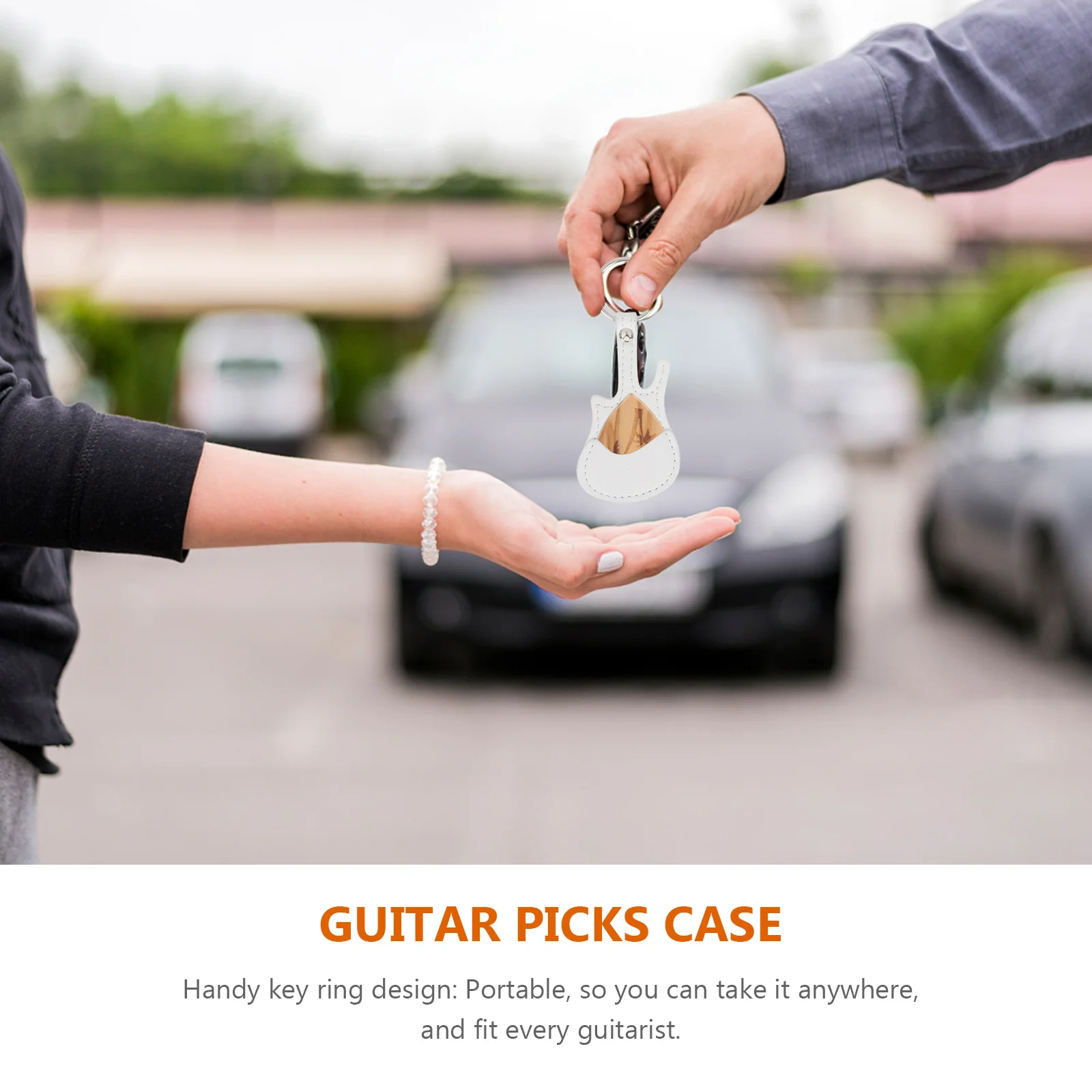 

Pick Storage Bag Ukulele Case Guitar Picks Keychain Plectrum Pouch Holder White Travel