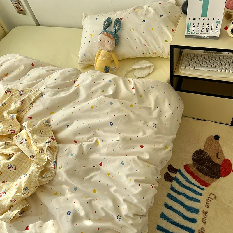 New Class A Skin-friendly Duvet Cover Set with Bed Sheet Soft Comfortable Breathable Bedding Sets Durble Quilt Cover Pillowcases