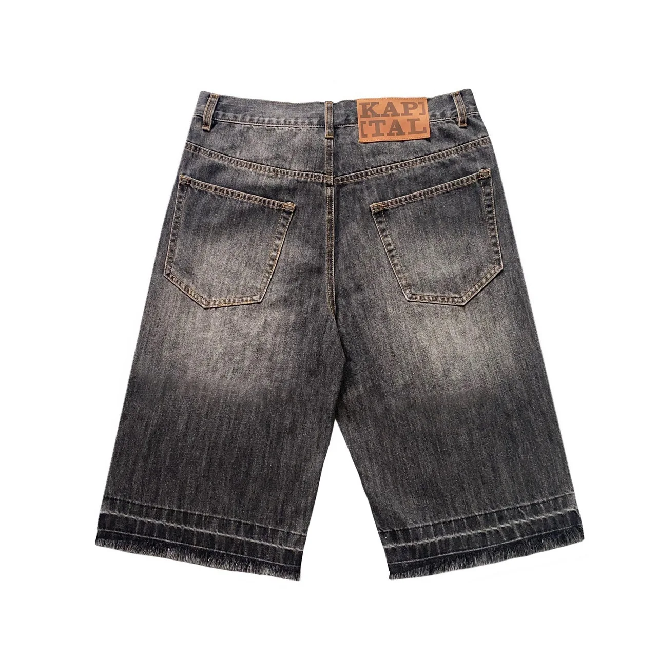 كابيتال خمر النمط الياباني المطرزة العظام منقوشة استرخاء مستقيم الساق الدنيم السراويل اقتصاص الجينز #4