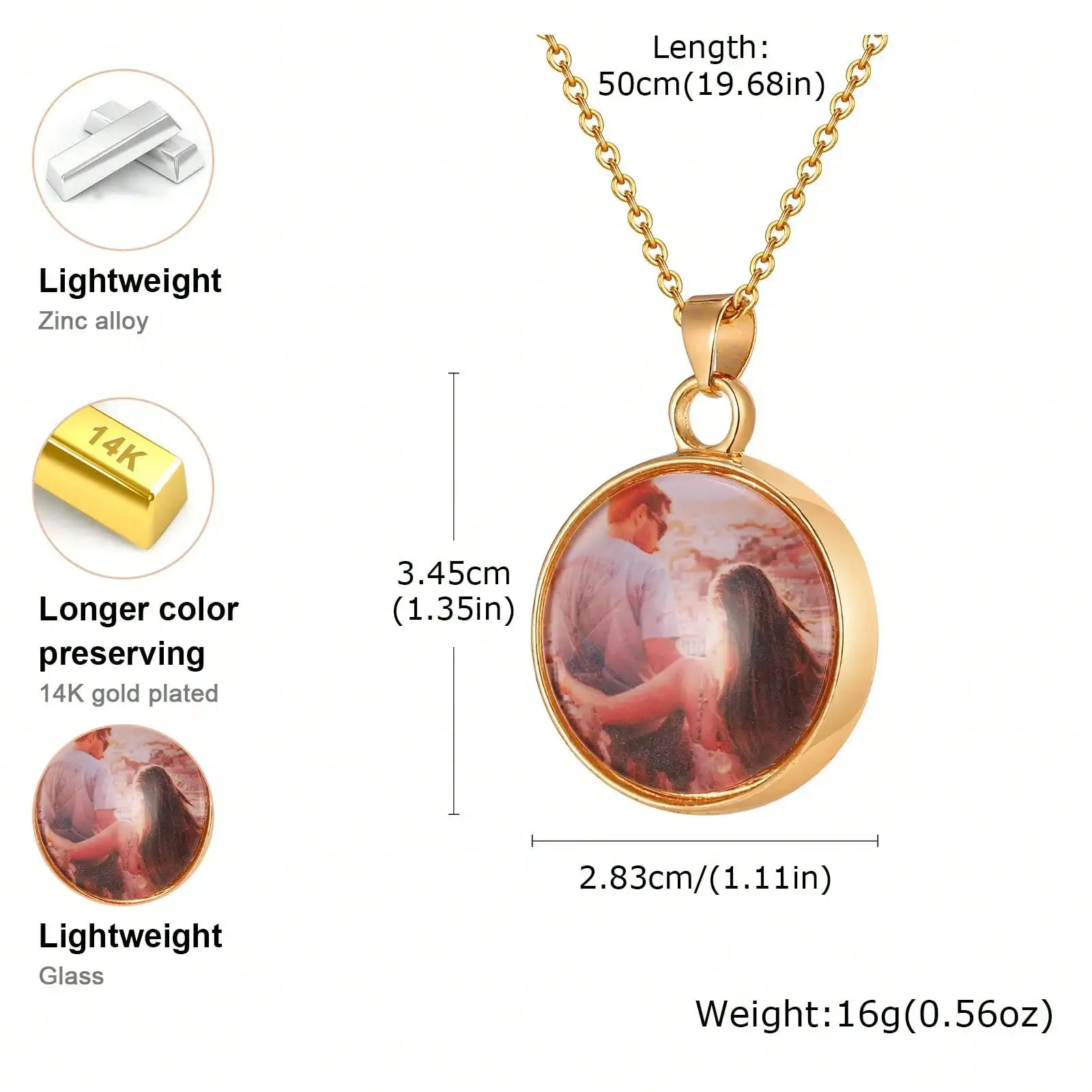 Double-sided custom photo necklace, personalized photo pendant lady necklace, meaningful collection of love souvenirs