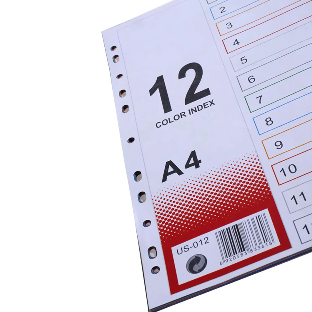 2pcs A4 Index Page Divider Refills For A5 6-Ring Binder Extra Wide Tabs Sheet Protector Compatible With Tab Cards Label