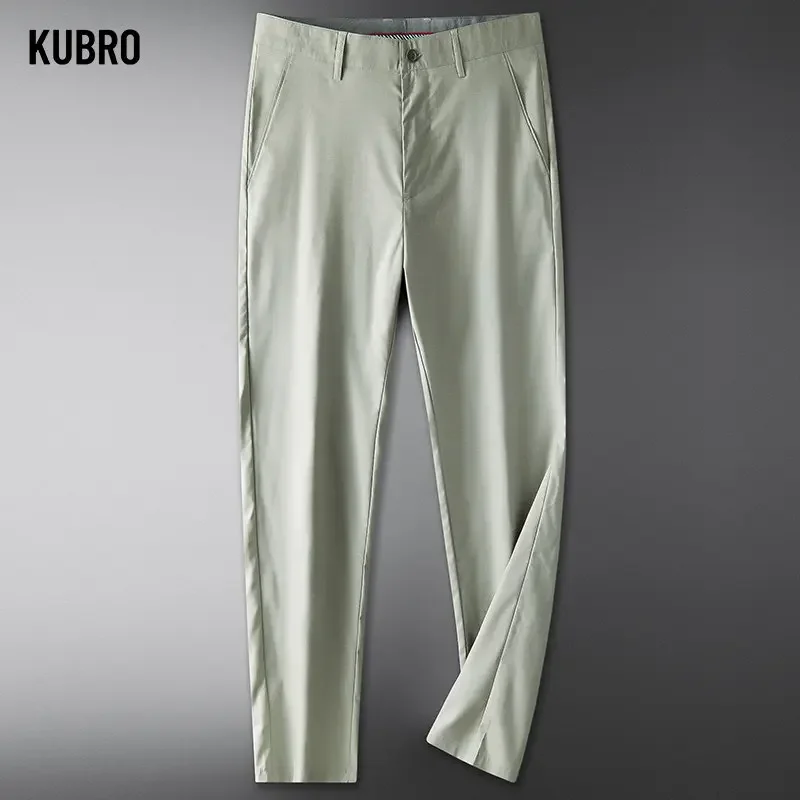 KUBRO 2023 Men's Business Casual Spring Youth Trousers Slim Fit Suit Pants Trendy Feet Non Ironing Summer Man Office Lightweight