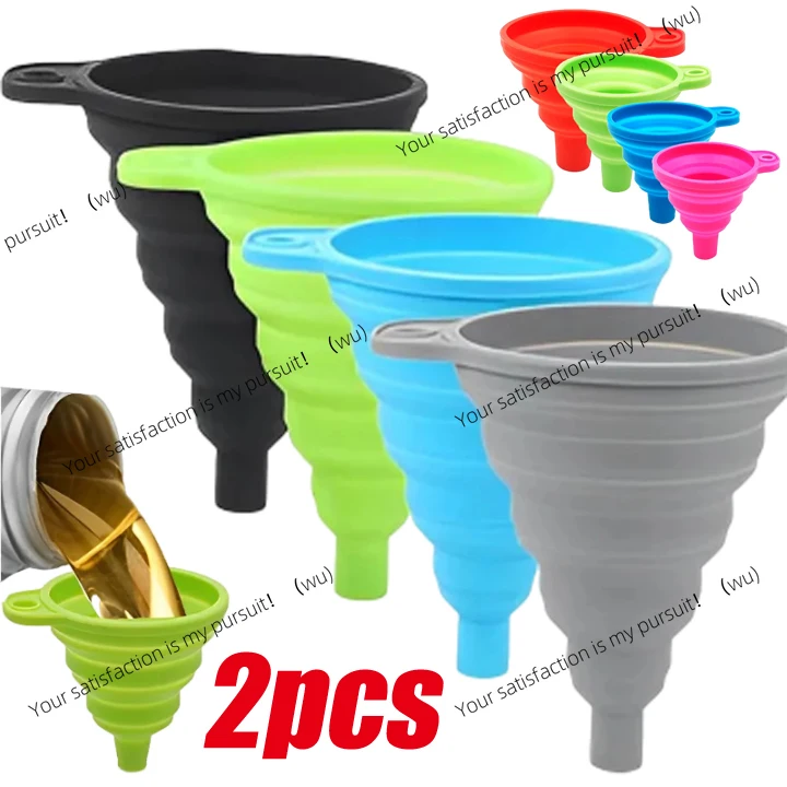 2 foldable car engine silicone liquid funnels, car wash liquid replacement portable engine oil replacement funnels