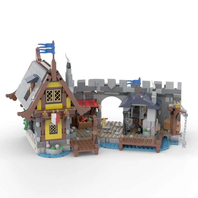 

NEW 1226pcs European Medieval Street View Black Falcons castle Harbor DIY creative ideas Retro Toy BirthdayGift blocks MOC-31120