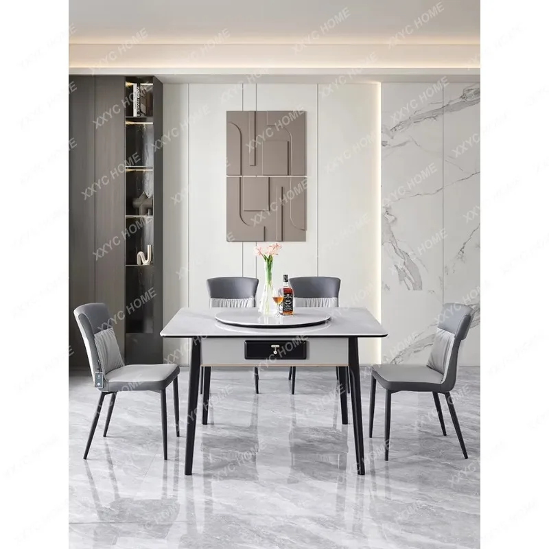 XXMahjong Machine Mahjong Table Dining Table Dual-Use Solid Wood Integrated Household Mute Motor Linen Modern Minimalist