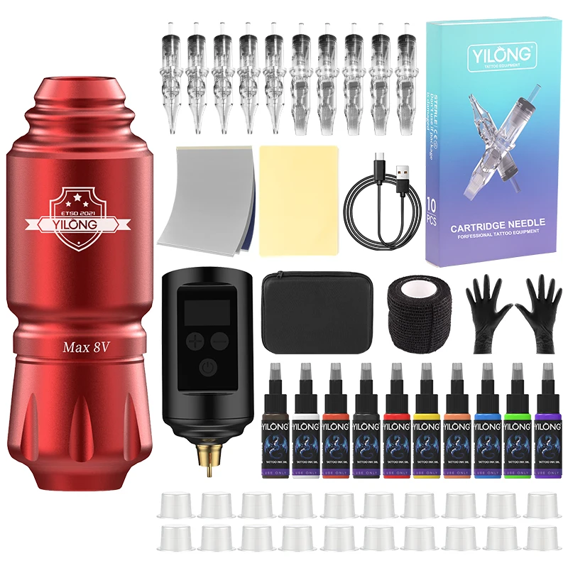 Wireless Tattoo Kit Rotary Tattoo Maschine Set mit 10PCS Tattoo Patrone Nadeln Permanent Make-Up Werkzeuge für Tattoo Künstler