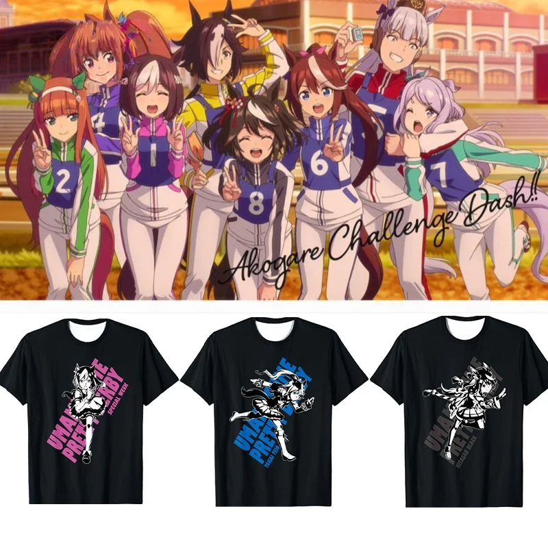 Camiseta estampada Anime Umamusume Team Dash Tokai Teio Gold Ship Special Week Camiseta unissex de manga curta