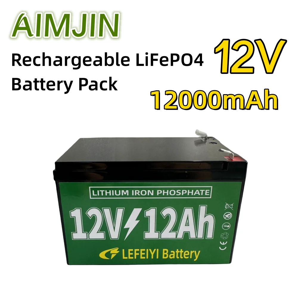 

12V 12Ah Rechargeable LiFePO4 Battery Pack For Electric sprayer, children's toy car, solar street lights, emergency lights et