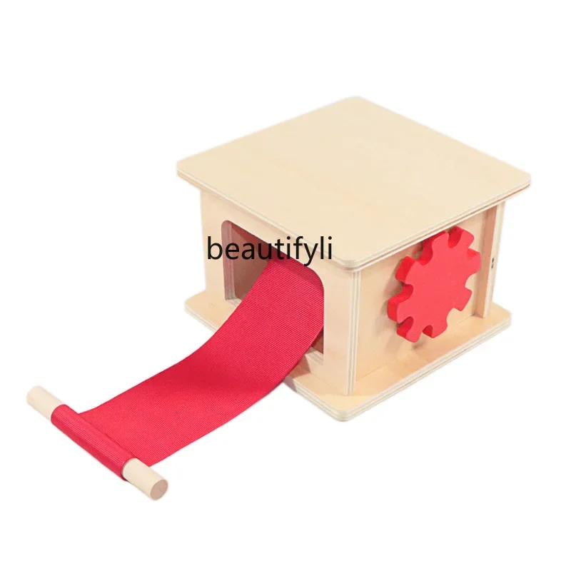 Wooden winder children's early education educational toys baby pull winding casual game box