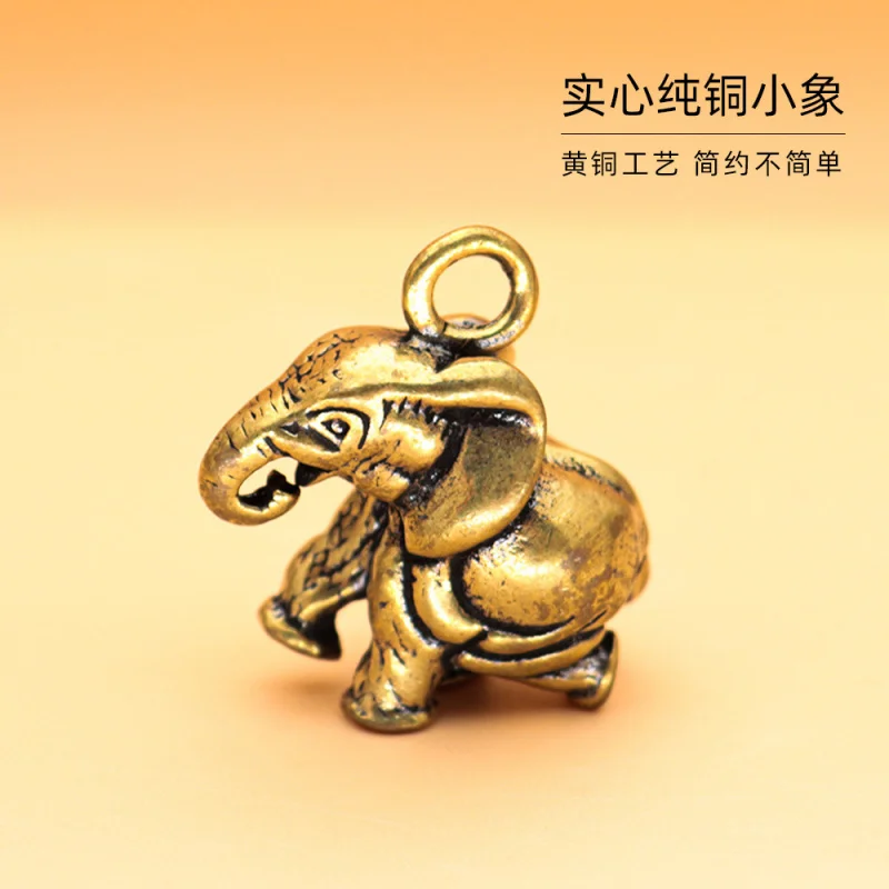 New Year Elephant Keychain Pendant Brass Chinese Style Halloween Text National Day Small Commodity Stall Wholesale