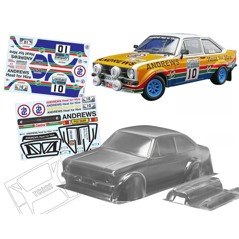 TC022 1/10 Frod Escort MK2 Clear Lexan Body W/Rear Wing, RC Rally Car Body Shell, 257mm Drift Chassis Tamiya TT-01 TT-02