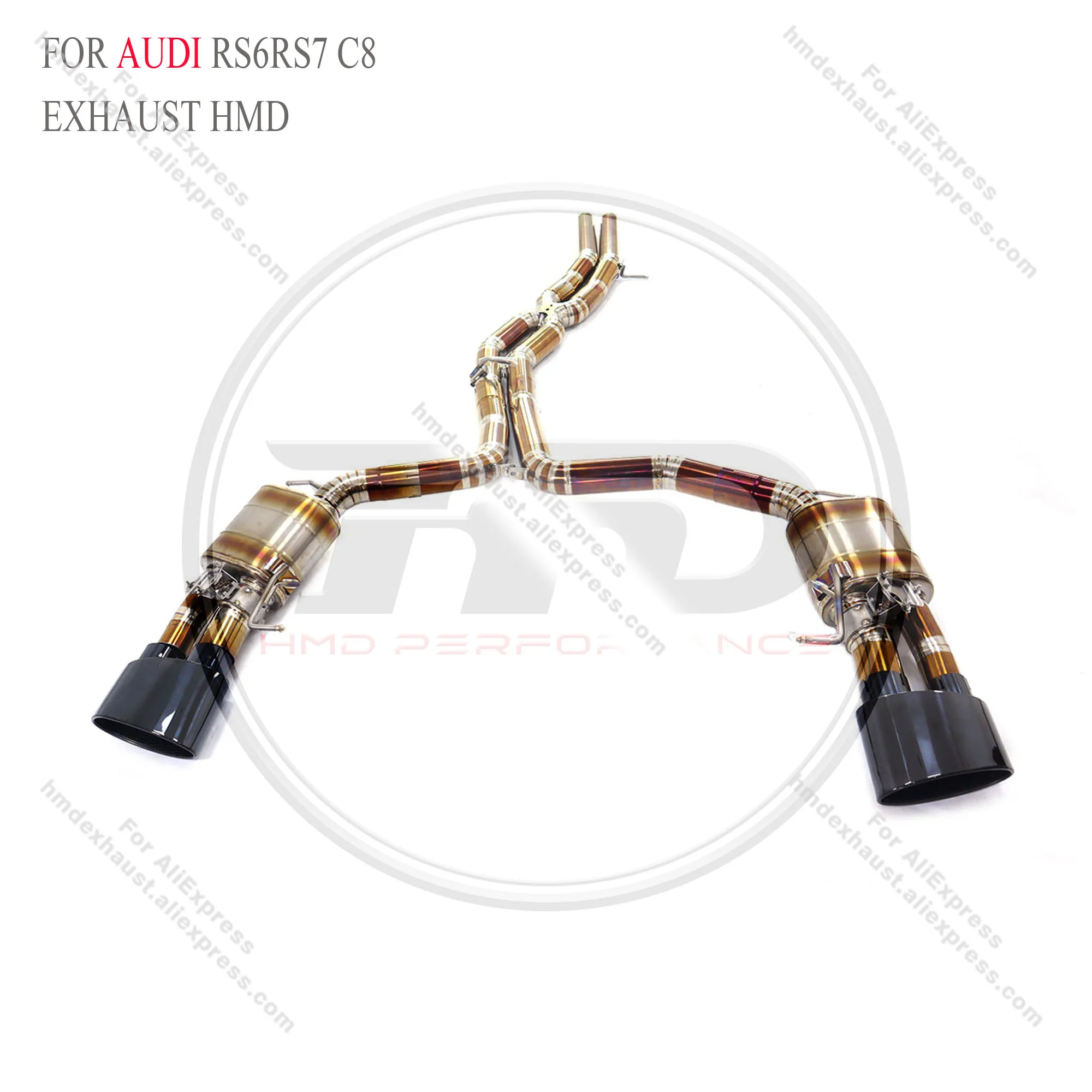 HMD Titanium Alloy Exhaust System High Flow Performance catback for Audi RS6 RS7 C8 with Valves Muffler Car