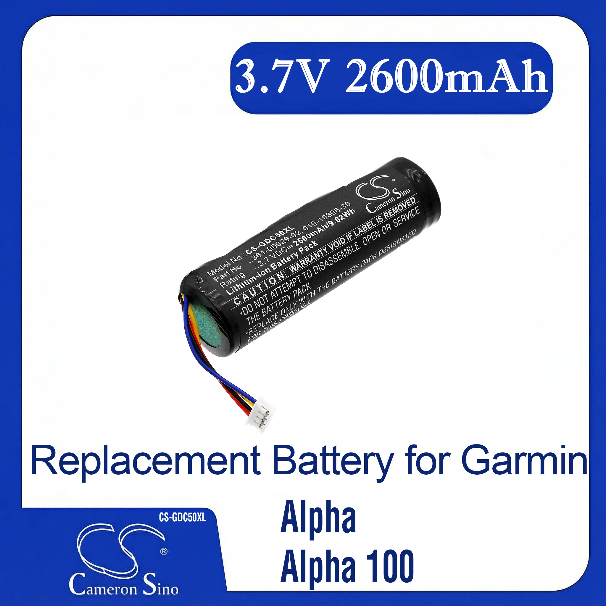 

Cameron Sino Replacement Battery for Garmin Alpha, Alpha 100, Alpha GPS Pig Hunting Dog Trac,, Fits P/N 010-10806-30,010-11828-