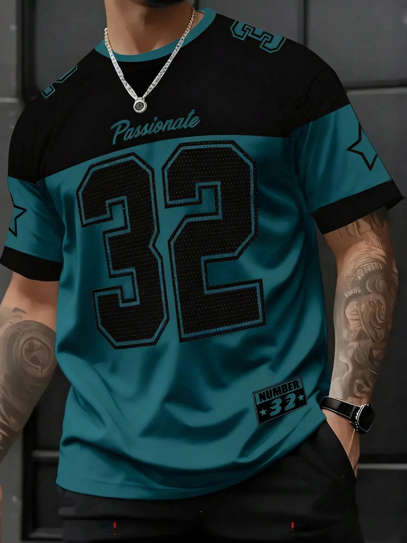 

Manfinity Homme Men's Casual Summer Contrast Color Patchwork Digital Print Round Neck T-Shirt 32 Jersey