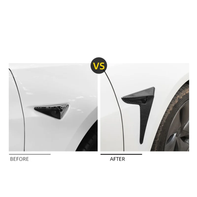 2 pz per 2017-2022 Tesla Model3 Y decorazione modifica auto lato ala pannello copertura Spoiler copertura antipolvere fotocamera Flanks accessori