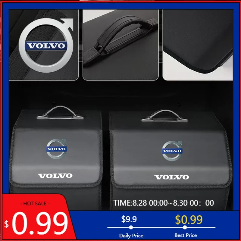 

2026 Hot For Volvo Steering Covers Leather Car Trunk Storage Box Large Capacity Auto Accessorie For Volvo Rdesign V60 V40 XC90 S