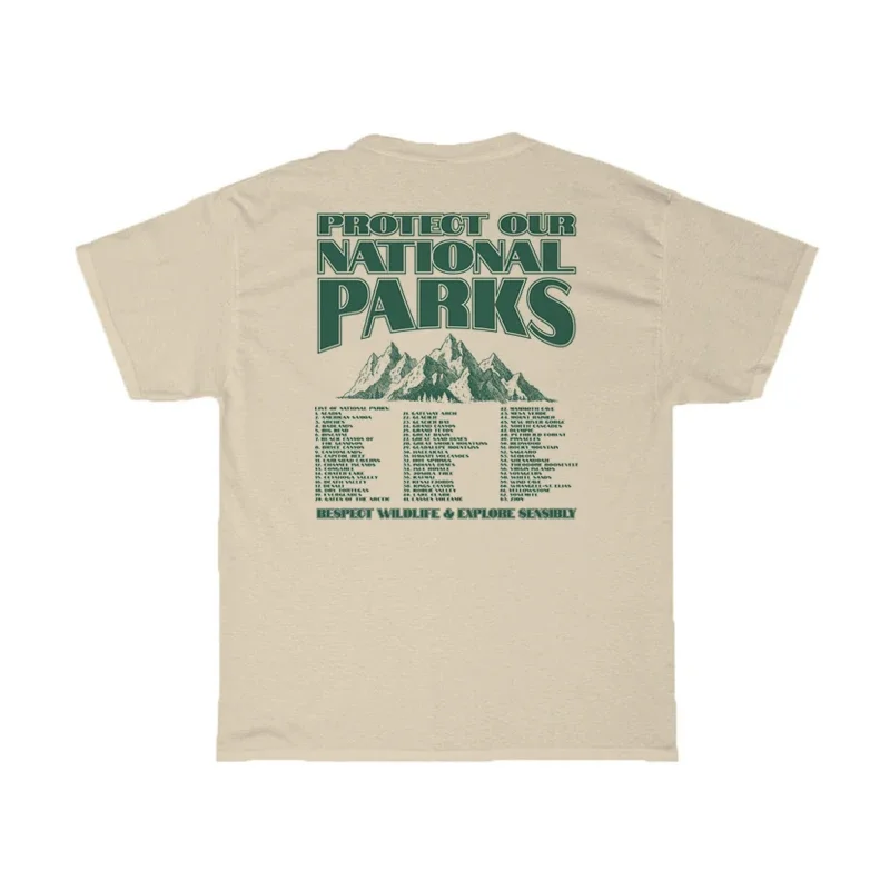 Women Vintage National Parks Back Print T-Shirts Retro Aesthetic Outdoor Camping T Shirt Unisex Environmental Tee Shirt Tops