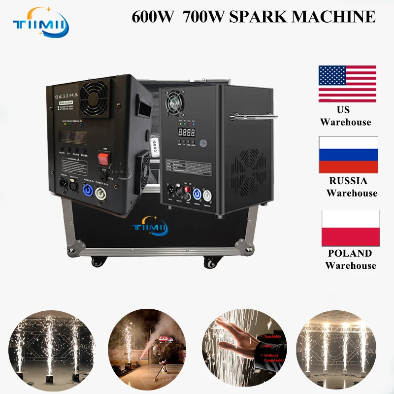 2pcs/lot Cold 600W 700W Spark Machine DMX Remote Cold Fireworks Fountain Ti Powder Sparkular Machine Wedding DJ flycase Optio