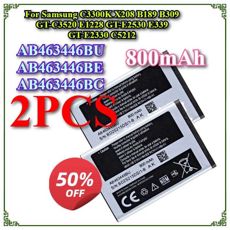 

AB463446BU AB463446BE AB463446BC Brand New Battery For Samsung C3300K X208 B189 B309 GT-C3520 E1228 GT-E2530 E339 GT-E2330 C5212