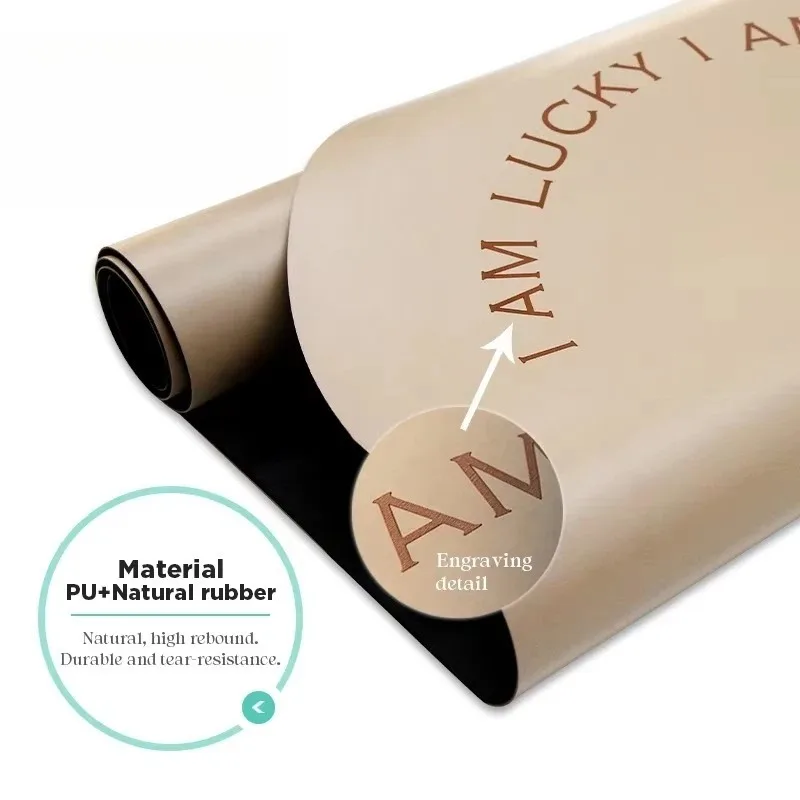 

5Mm Thick Curved Oval U-Shaped Coconut Milk Color Beige Matte PU Rubber Grounded Yoga Mat