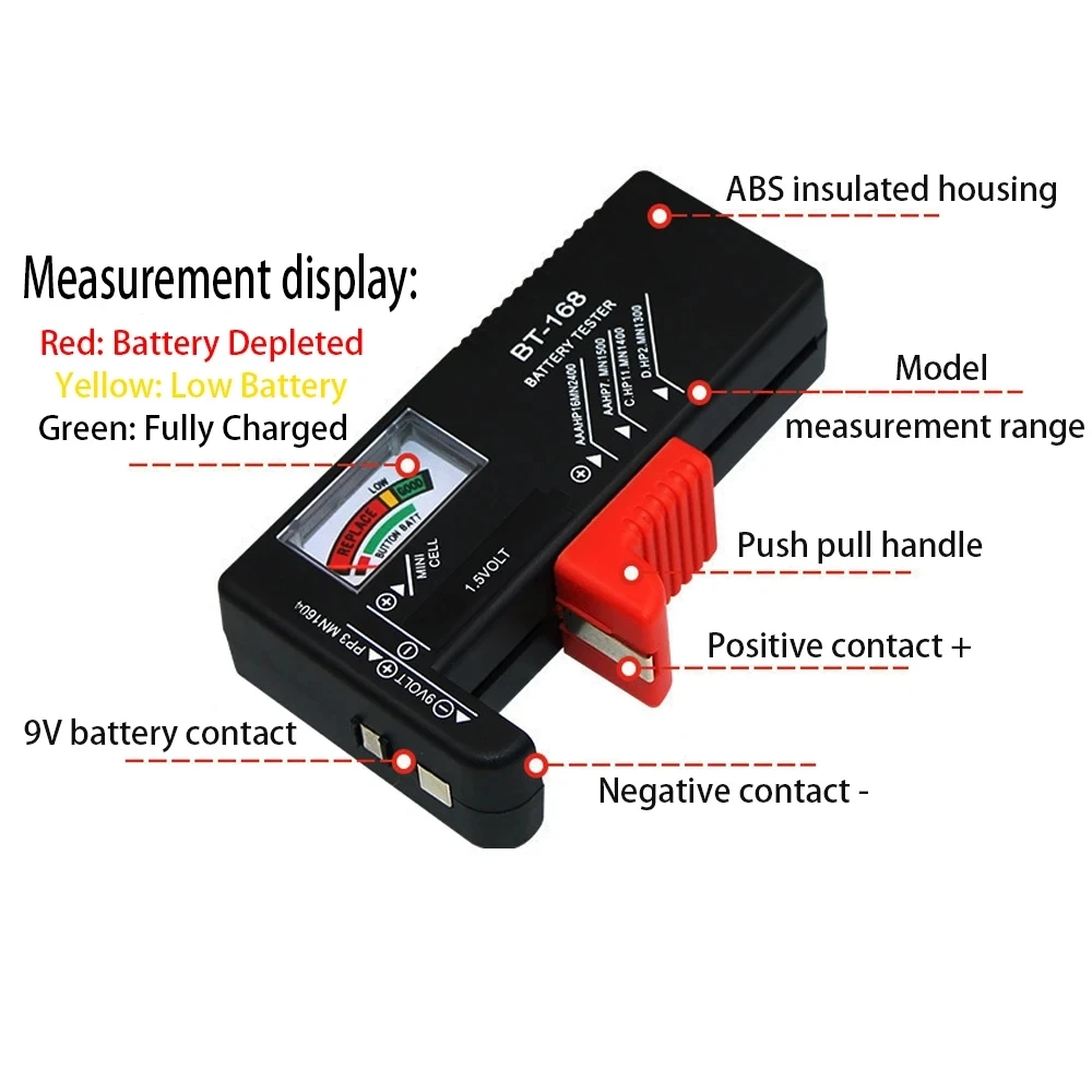 BT-168 Pro BT-168D BT-168 Digital Battery Tester LCD Display C D N AA AAA 9V 1.5V Button Cell Battery Capacity Check Detector