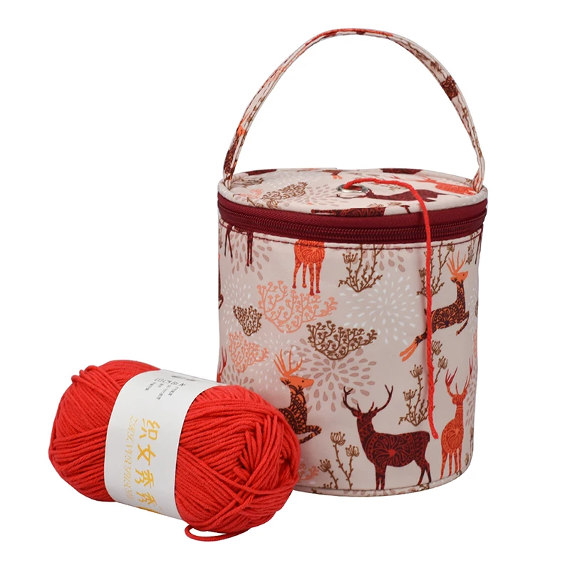 Yarn Storage Bag Round Knitting Wool Yarn Bags Organizer Crochet Sewing Needles Handbag Weave Tools Accessories Bowl Crafts Tote