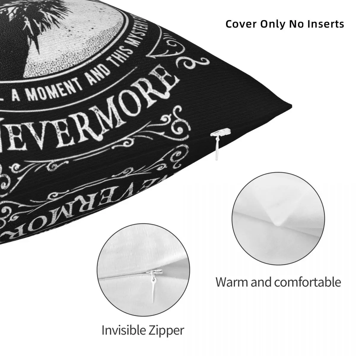 Nevermore-Taie d'oreiller carrée en polyester, lin, velours, motif, fermeture éclair, décoratif, chambre, housse de coussin, 18 ", corbeau, Allen, Poe, vente en gros