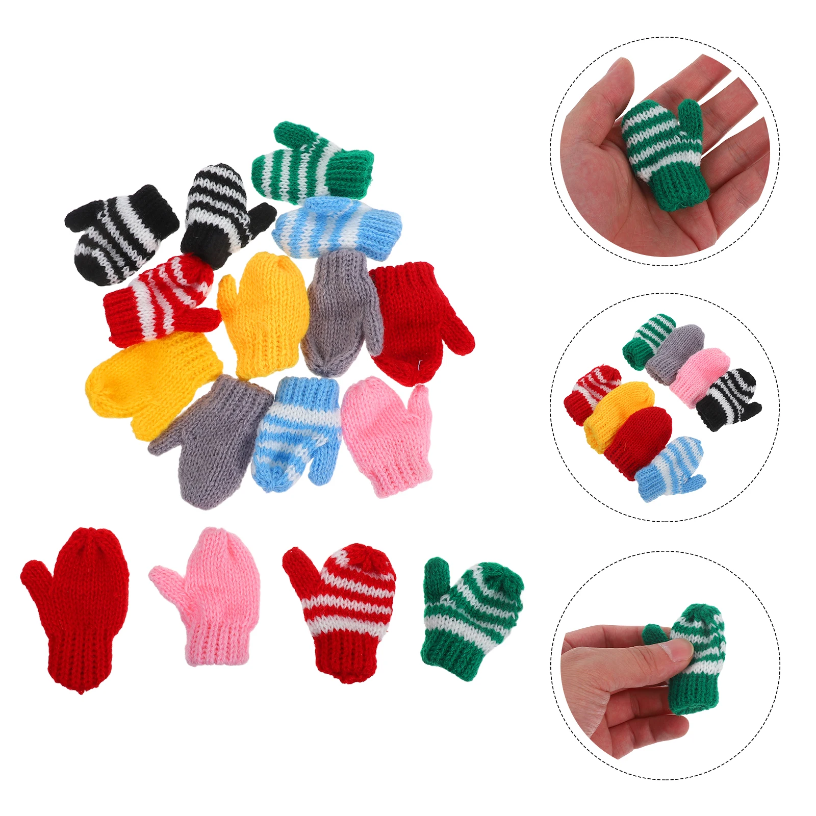 8Pairs Mini Knit Gloves Decorative Mittens Crochet Kids Dress Up Accessories Holiday Tree Ornaments Gloves Costume