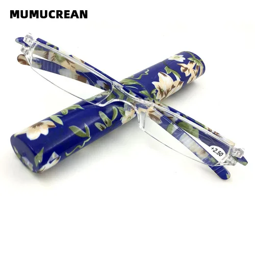 Nuevas Mini gafas de lectura plegables para hombres y mujeres + 1,0 a 4,0, contenedor portátil, gafas con bolígrafo para presbicia con caja
