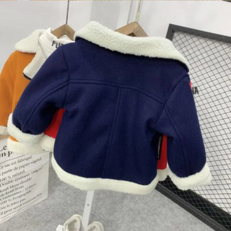 Baby boy Winter jacket new lamb fleece warm coat thicken 0-4 years old beibei fashion Korean version leisure children\'s clothing