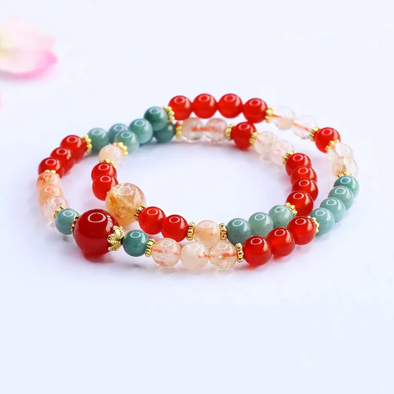 Natural Black Tourmaline Bracelet Necklace Multiturn Aquamarine Waterenhancing Bracelet Highend New Chinese Five Elements Crysta