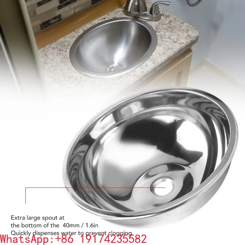 360mm Diameter Round Bar Sink Stainless Steel Brushed Surfaces Finish RV Sink With Soundproof Pad For Kitchen Round Bar Sink