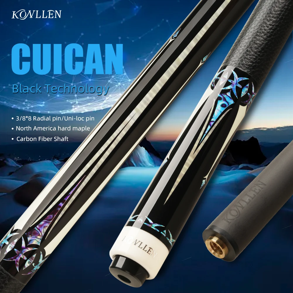 

KONLLEN Billiard New laser series Carbon Fiber Pool Cue Stick 12.2mm Tip 3*8/8 Uniloc Joint Pin Professional Taper Billar K