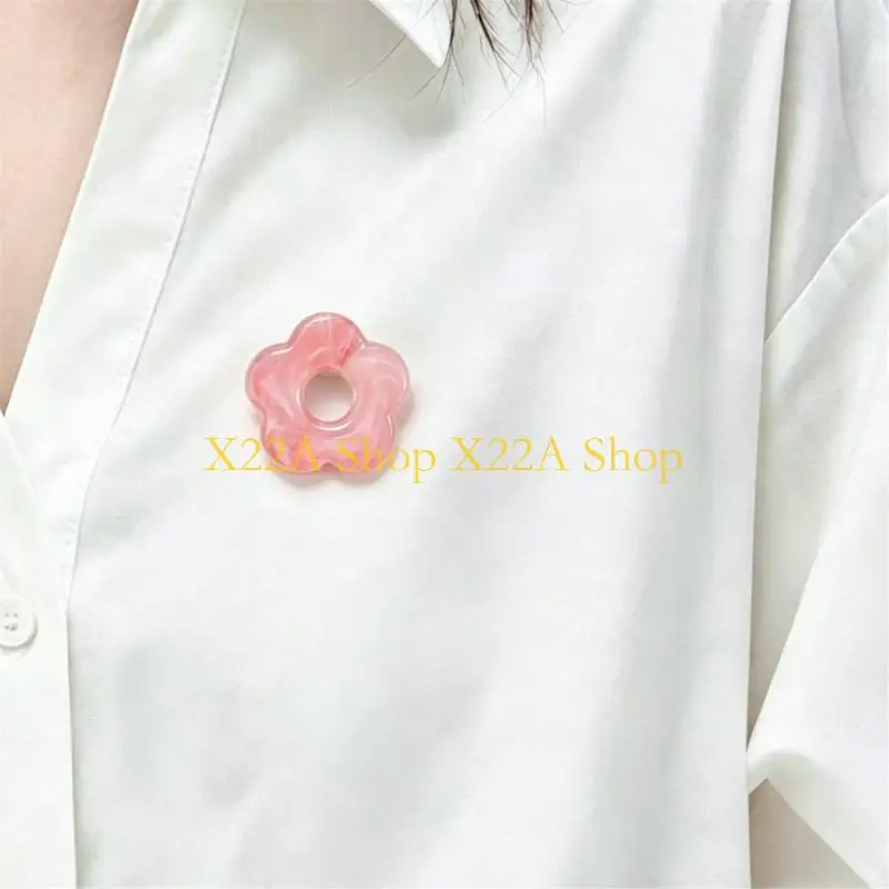 Unique Lightweight Flower Brooch Pin with Acrylic Look for Clothing Detail