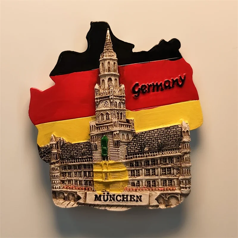 

National Tourism Souvenirs Germany Munich City Hall Creative Hand-painted Decorative Magnetic Refrigerator Stickers Gift